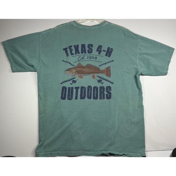 Vintage Texas 4-H Outdoors T-Shirt - Size XL - Green Clover Fishing Design - Picture 2 of 16